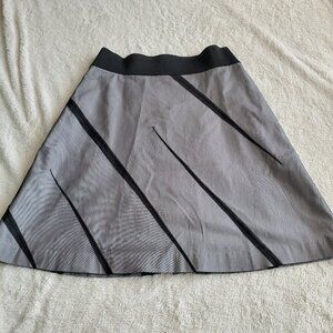 Kiya Tomlin Black Tulle Gray A line Office Career Classic Gold Zipper Skirt‎ 14